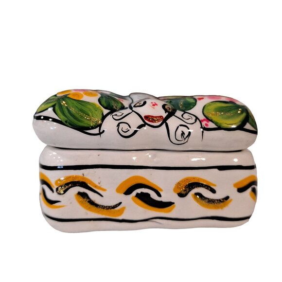 Mexican Pottery Butterfly Trinket Box Dia de los Muertos GLOWS - Picture 3 of 10